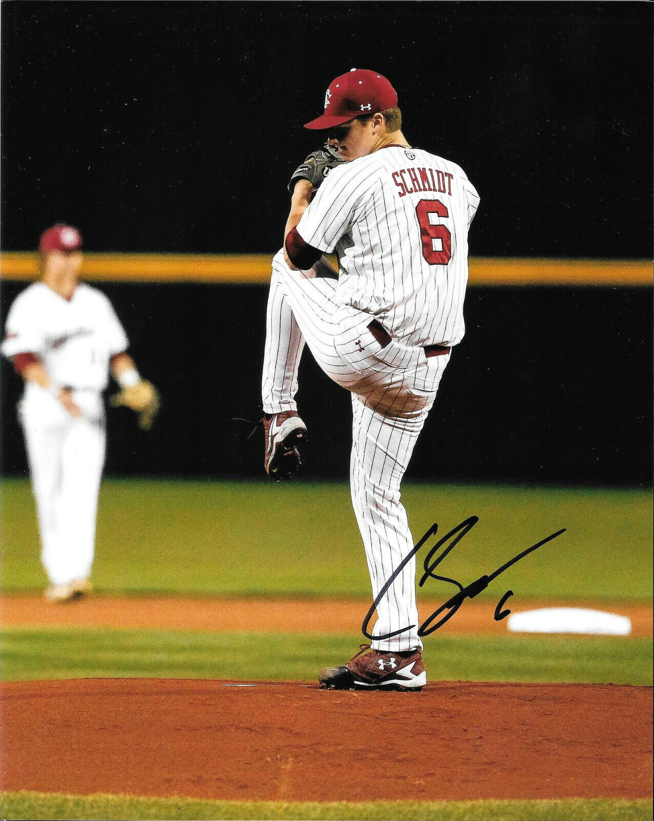 NY YANKEES CLARKE SCHMIDT HAND SIGNED SOUTH CAROLINA GAMECOCKS 8X10 Photo Poster painting W/COA