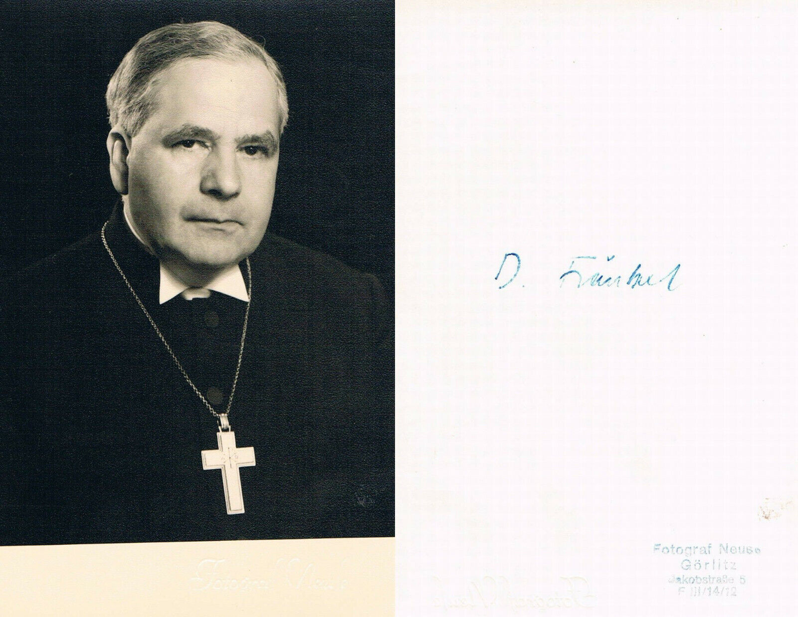 Bishop Hans-Joachim Fr?nkel 1909-96 autograph signed Photo Poster painting 4x6