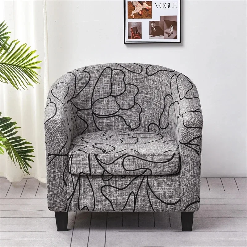 Nigikala Printed Tub Chair Covers Stretch Spandex Armchair Slipcovers Couch Covers Single Sofa Cover for Living Room Bar Home