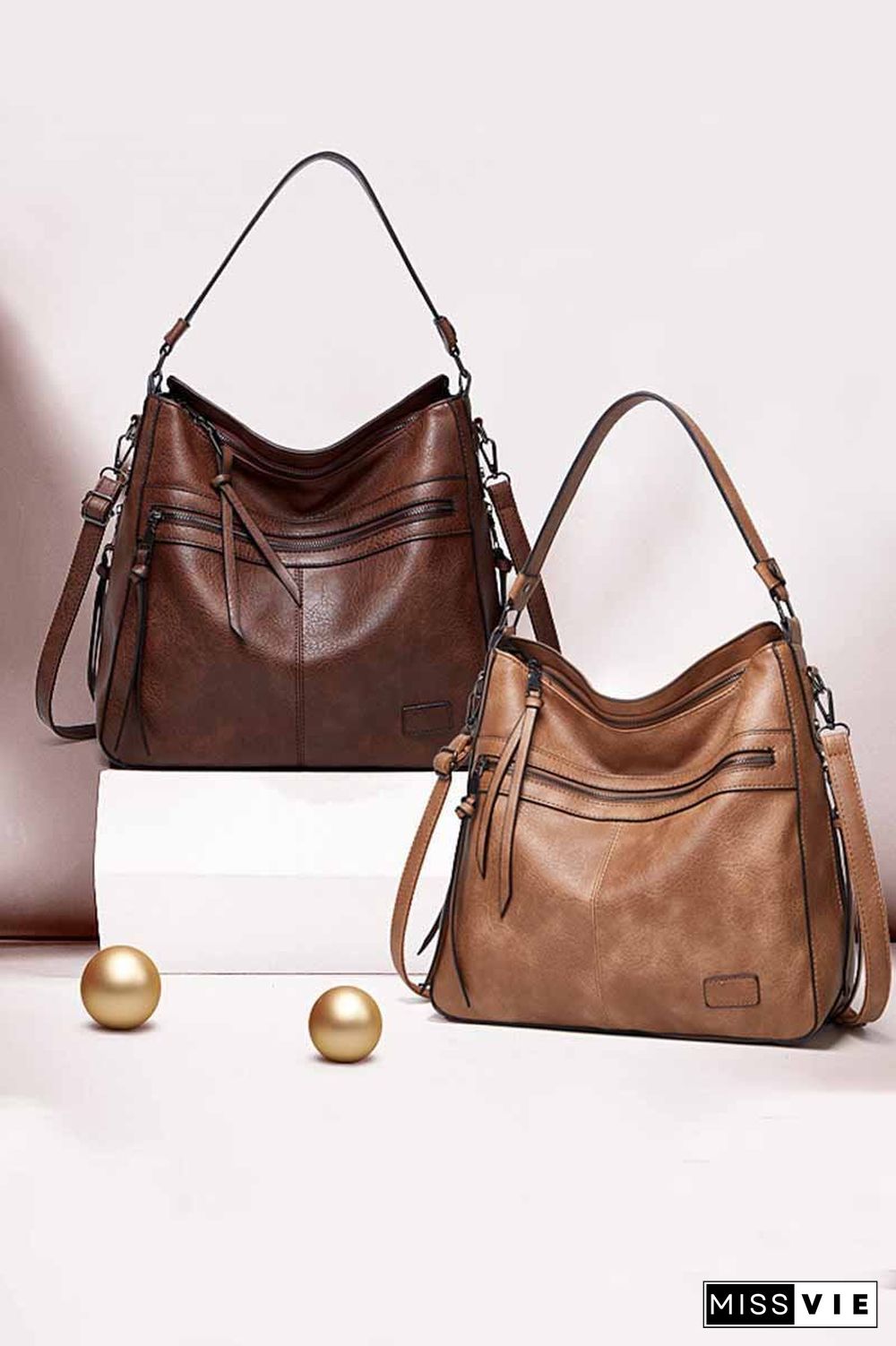 Vintage Shoulder Bag With Zipper And Tassel