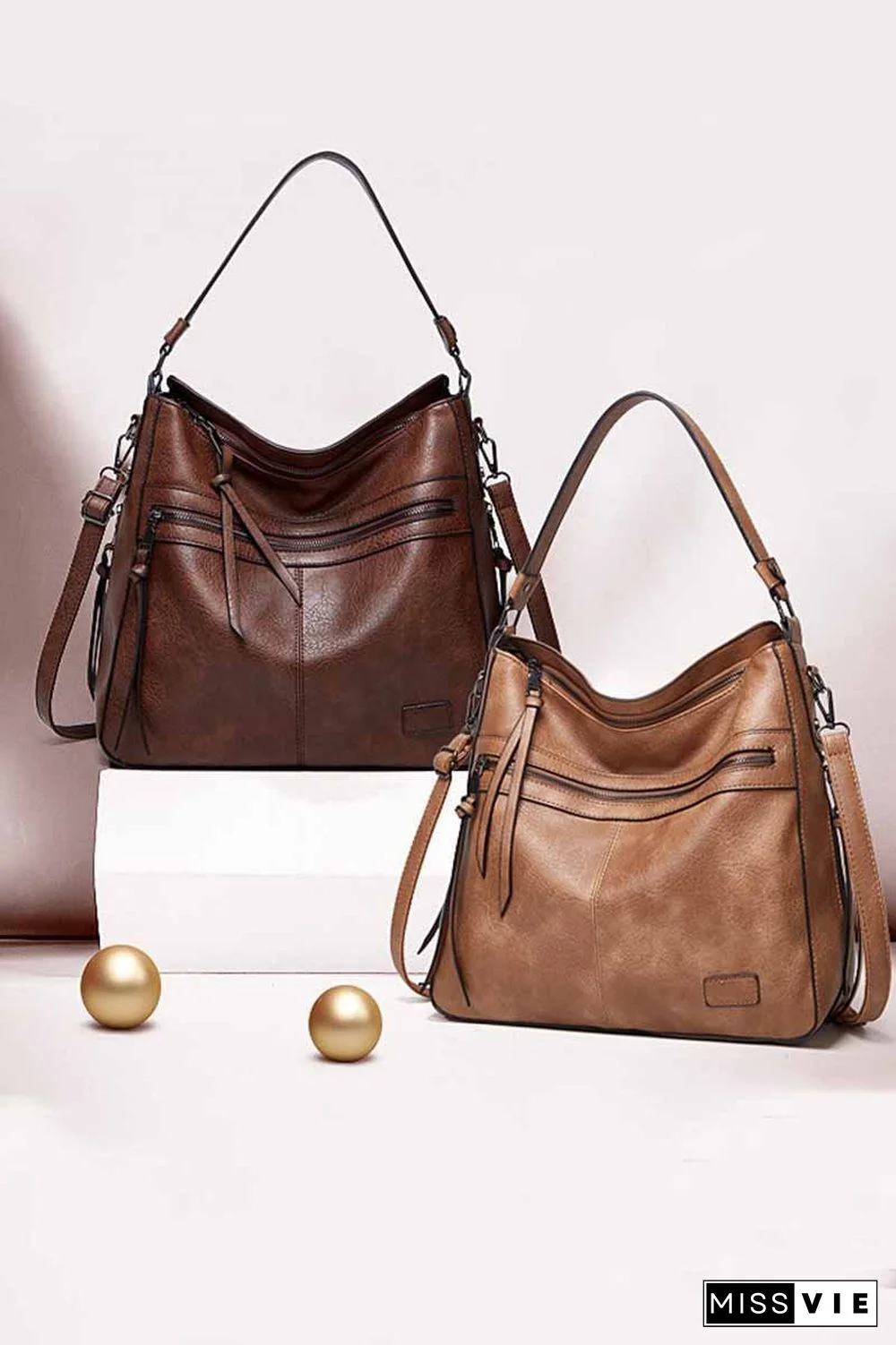 Vintage Shoulder Bag With Zipper And Tassel