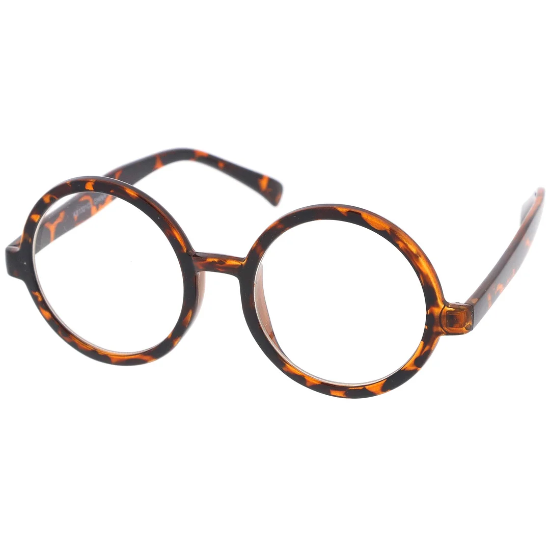 Retro Horn Rimmed Clear Lens Round Eyeglasses 52mm