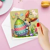 (US Only)6PCS DIY Easter Pattern Rhinestone Diamond Art Mosaic Postcards for Friends