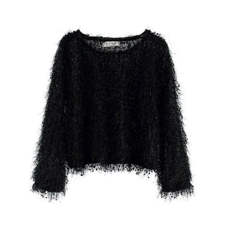 Round Neck Fluffy Pullover | 168DEAL