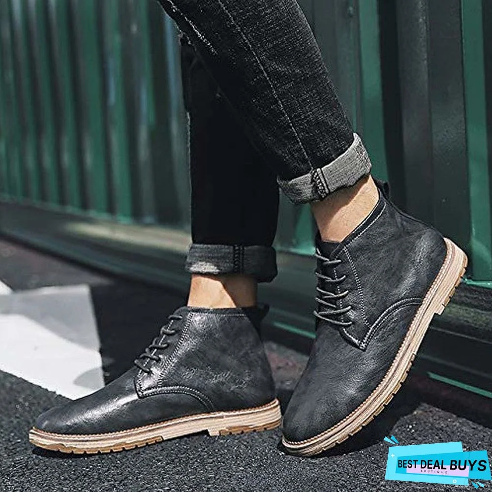 men's autumn outdoor leather lace-up high-top ankle martin boots oxford shoes