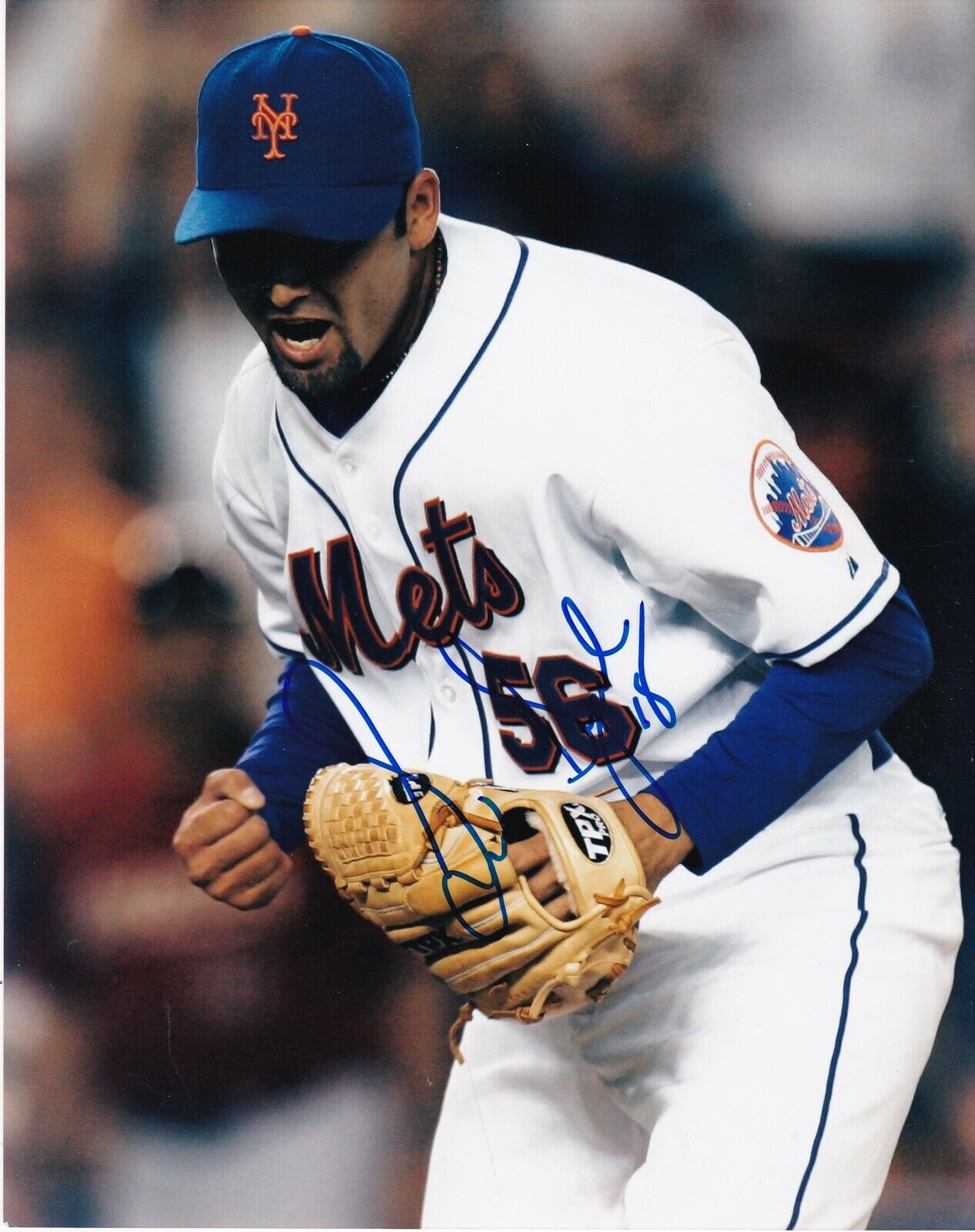 LUIS AYALA NEW YORK METS ACTION SIGNED 8x10