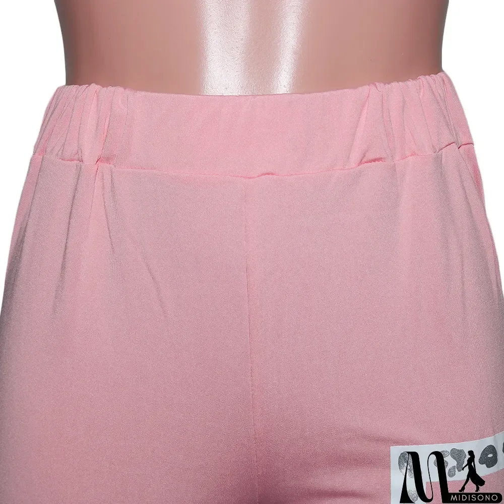 MidiSono - Plus Size Letter Print Long Sleeve 2 Piece Sets