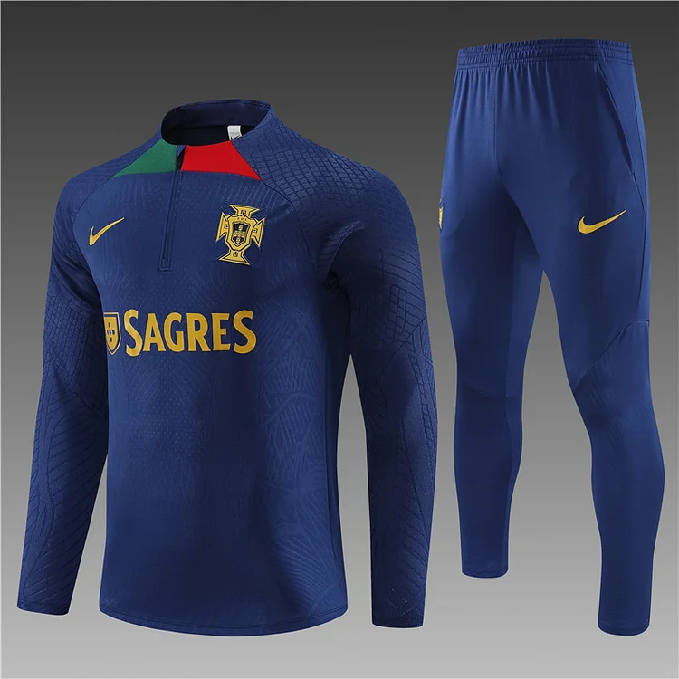 2023-24 Portugal Royal Blue Half-Draw Training Jersey