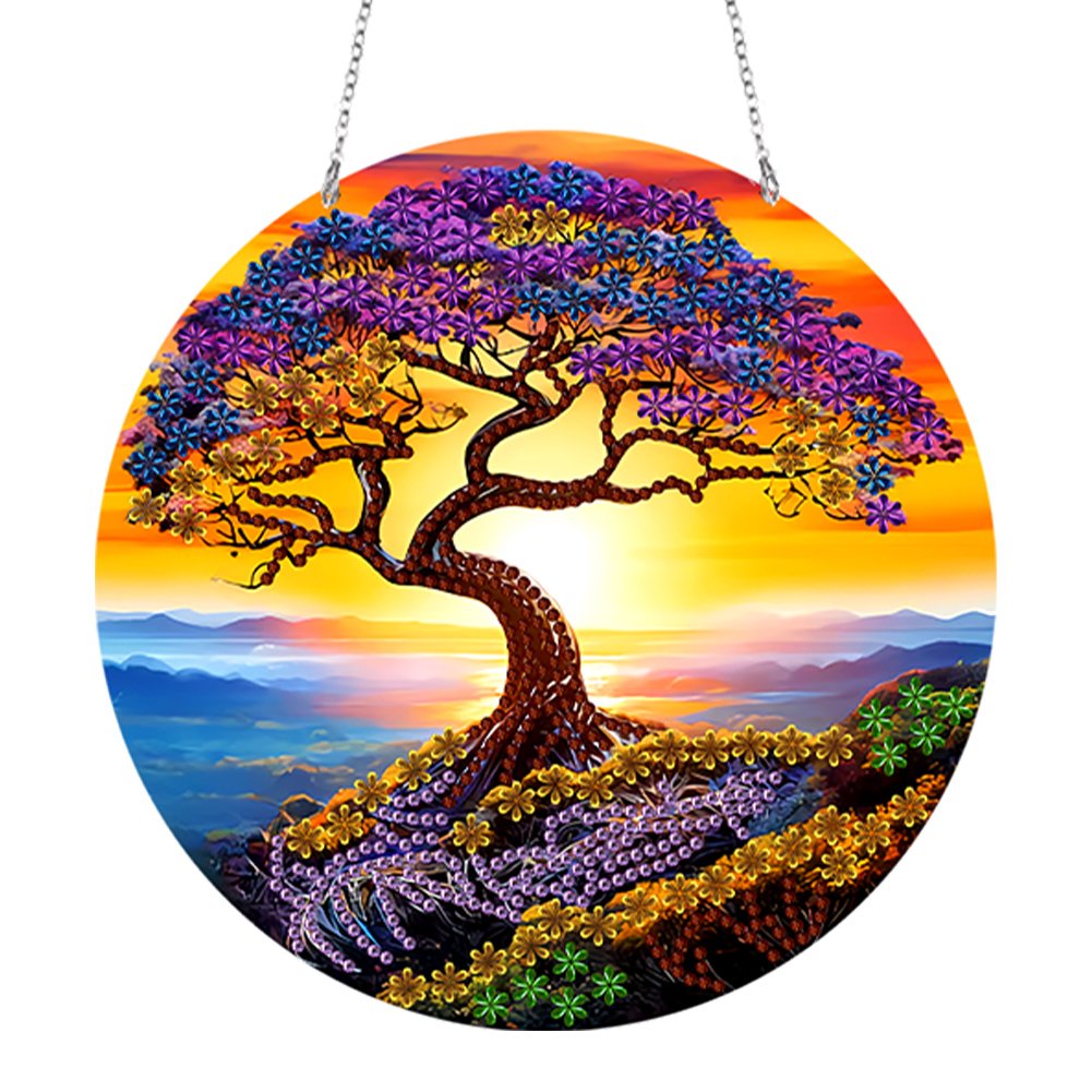 DIY Cliff Tree Of Life Diamond Painting Sun Catcher （DoubleSided)