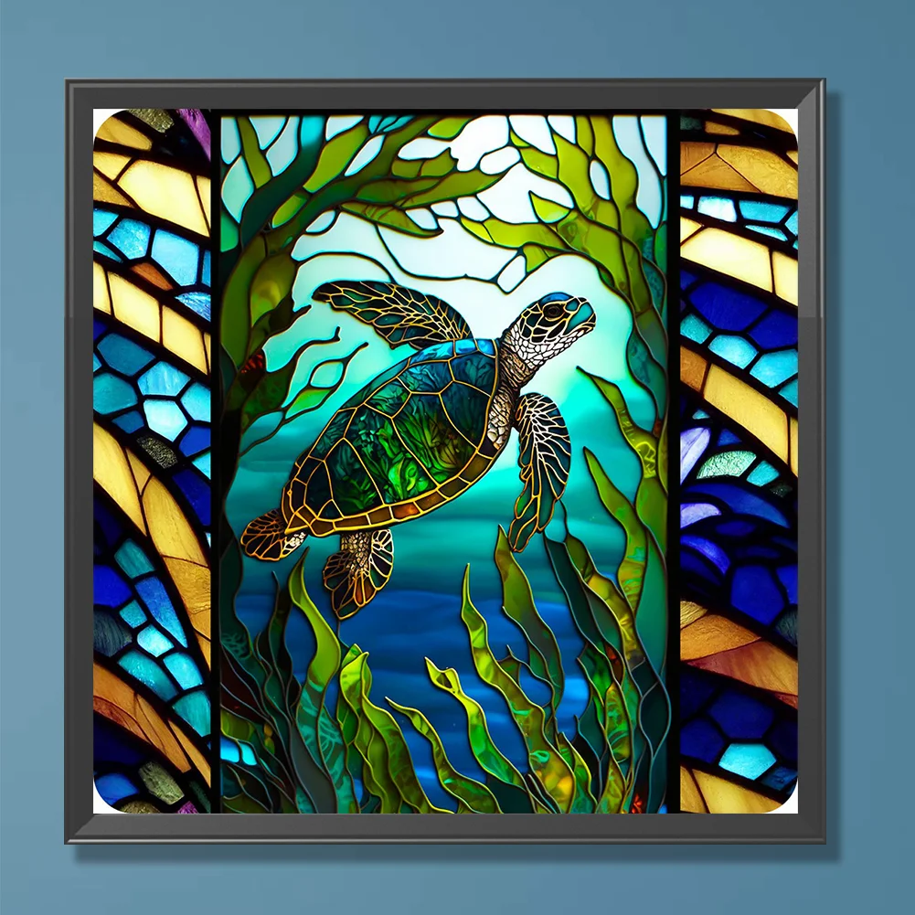Diamond Painting - Full Round Drill - Stained Glass Turtle(30*30cm)