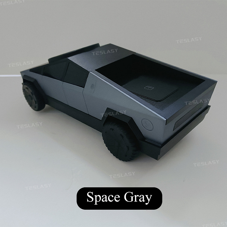 Teslasy CyberDock 3-In-1 Wireless Charging Station with Cybertruck Model Design | Fast Mag-Safe Charger for iPhone iWatch AirPod