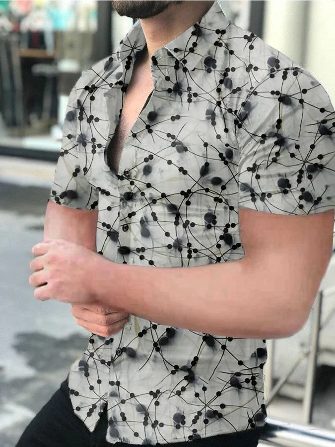 Men's Casual Printed Short-Sleeved Shirt26