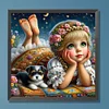 Diamond Painting-5D Full Round Drill Pet and Girl