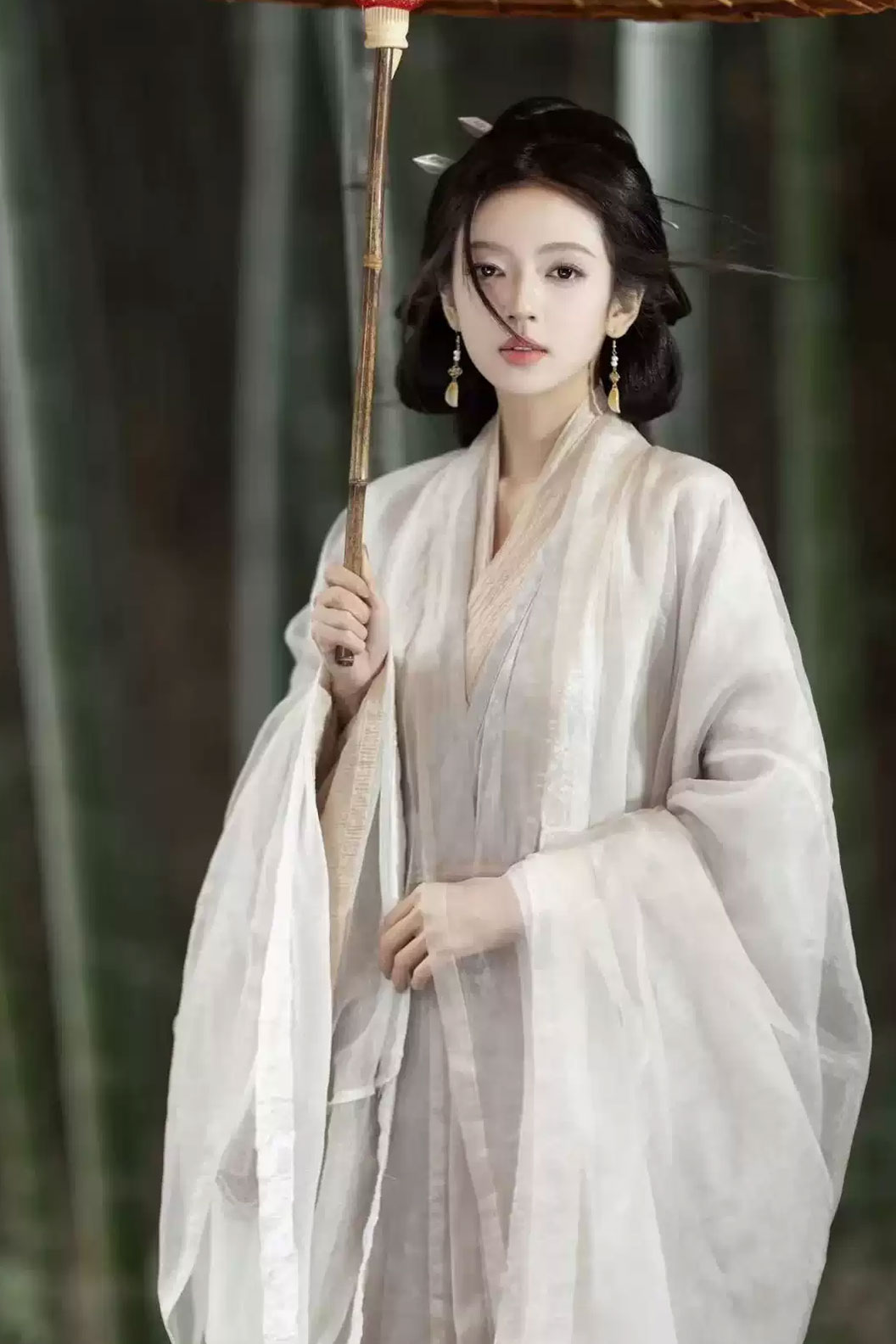 Wei Jin Dynasty White Hanfu Dress with Fairy Skirt 4-piece Set - yuexi 月溪 Stupa Stones
