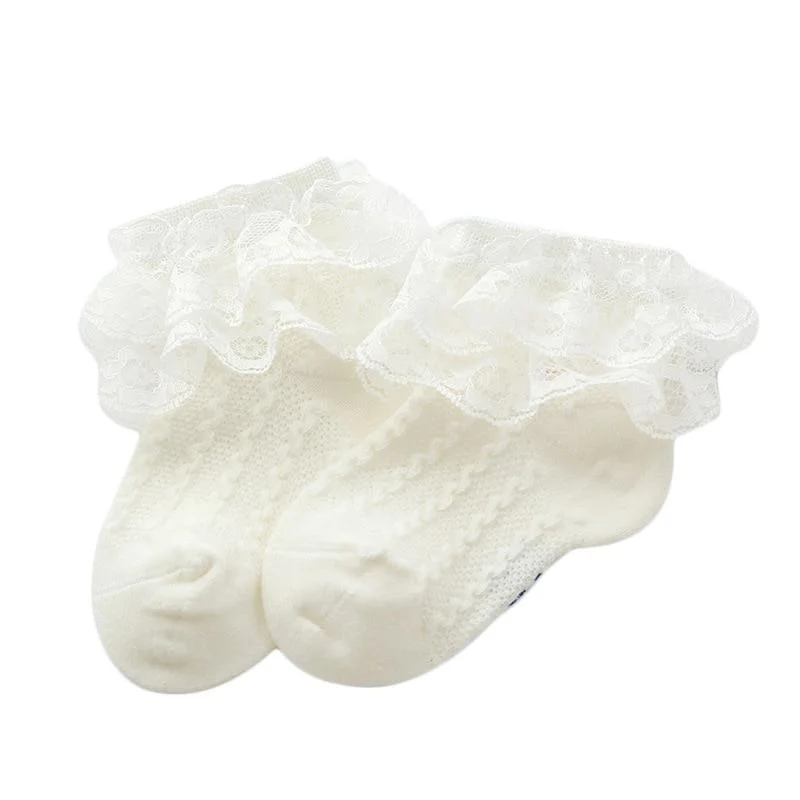 Baby Girl Socks Breathable Cotton Lace Ruffle Princess Mesh Socks Children Ankle Short Sock White Pink Yellow Girls Kids Toddler