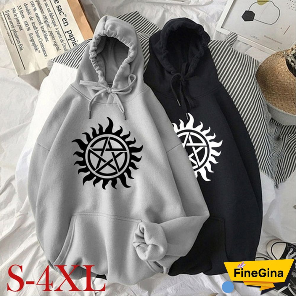New Men/Women Autumn/Winter Printed Long Sleeve Solid Color Sweatshirt Hooded Pullover Plus Size