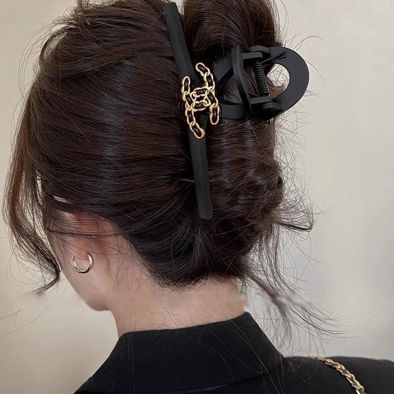 Large Hair Volume Multi- Grab Clip Shark Clip Back Head Black Frosted High Sense Hairpin Hairpin Yiwu Accessories
