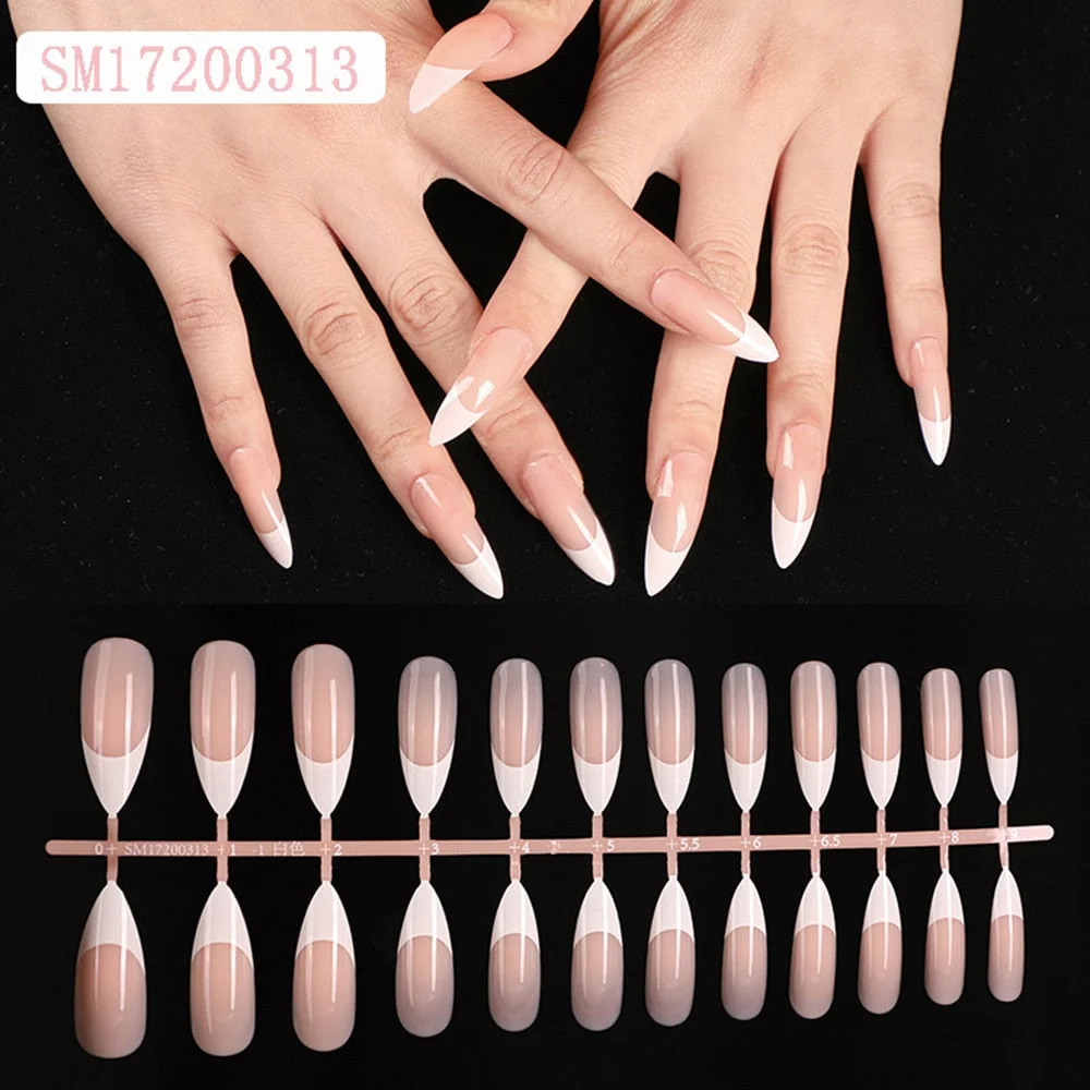 1set/24pcs French Fake Nails Matte /UV False Nail Detachable tips Nail Extension Manicure Art Press On Fake False Nails Beauty-Nail Inspo
