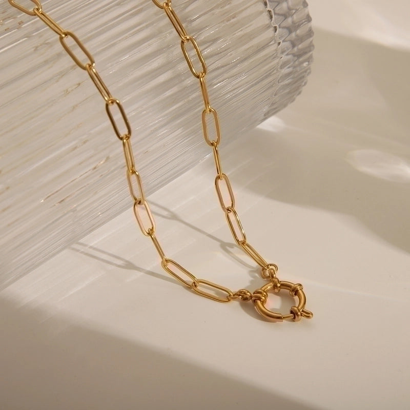 Casual Basic Commute Solid Color 304 Stainless Steel 18K Gold Plated Pendant Necklace