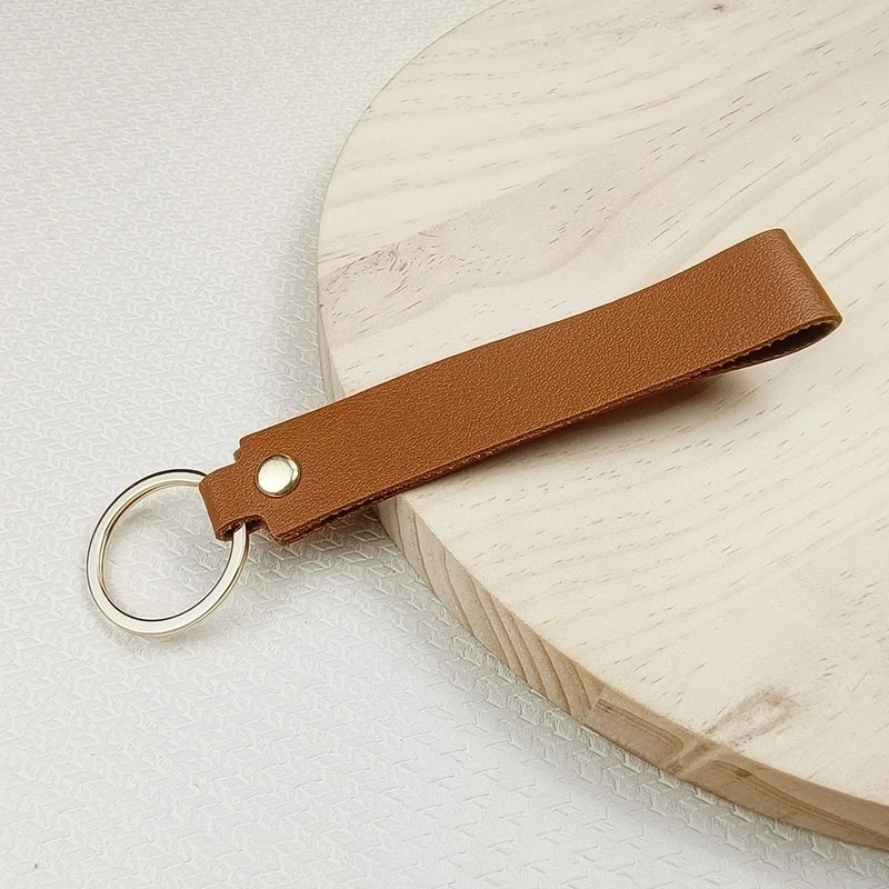 Solid Color Leather Key Chain Hand Rope Bag Pendant Doll Lanyard Fashion Couple Car Key Chain Accessories