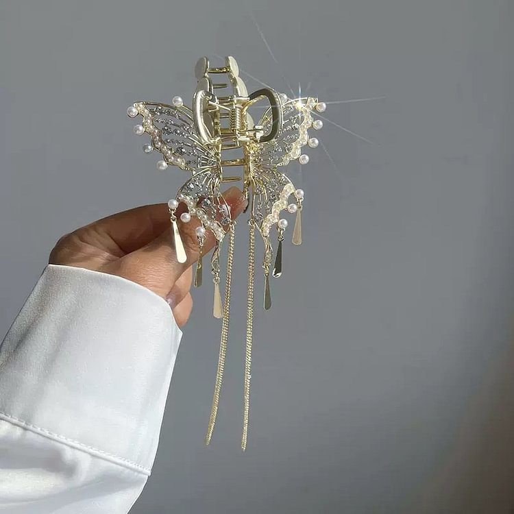 Wind Chimes Fringed Butterfly Claw Clip Hairpin KERENTILA