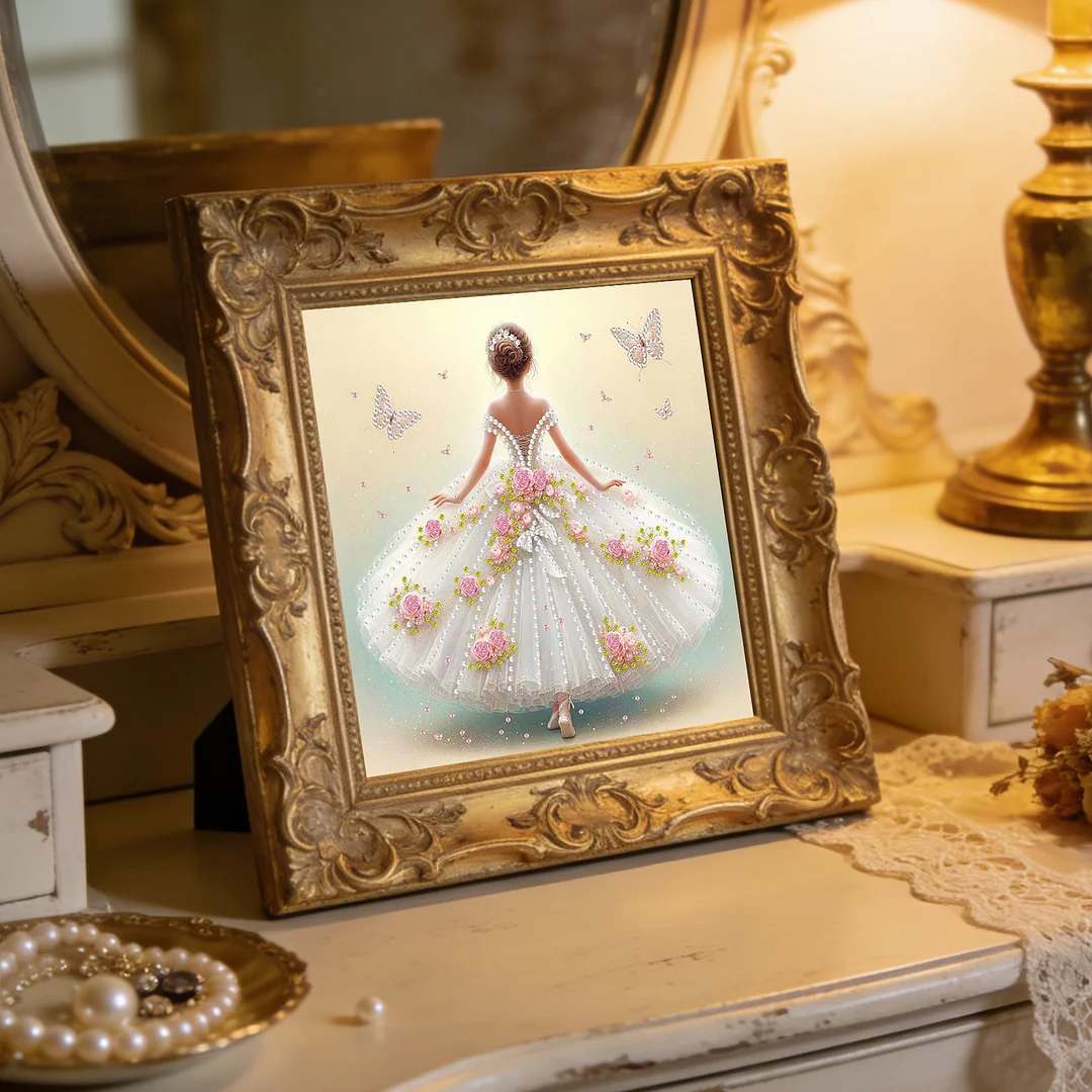 Diamond Painting - Partial Special Shaped Drill - Butterfly Gown(Canvas|30x30cm)