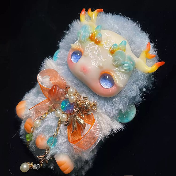 Mythical Creatures Dragon Art Doll Fantasy Creature Blue Gragon Doll Fantasy Animal Collectable Handmade Gift