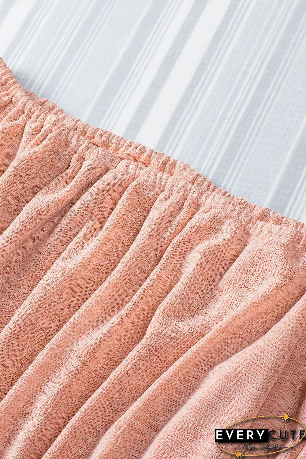 Pink Subtle Jacquard Long Sleeve Off Shoulder Blouse