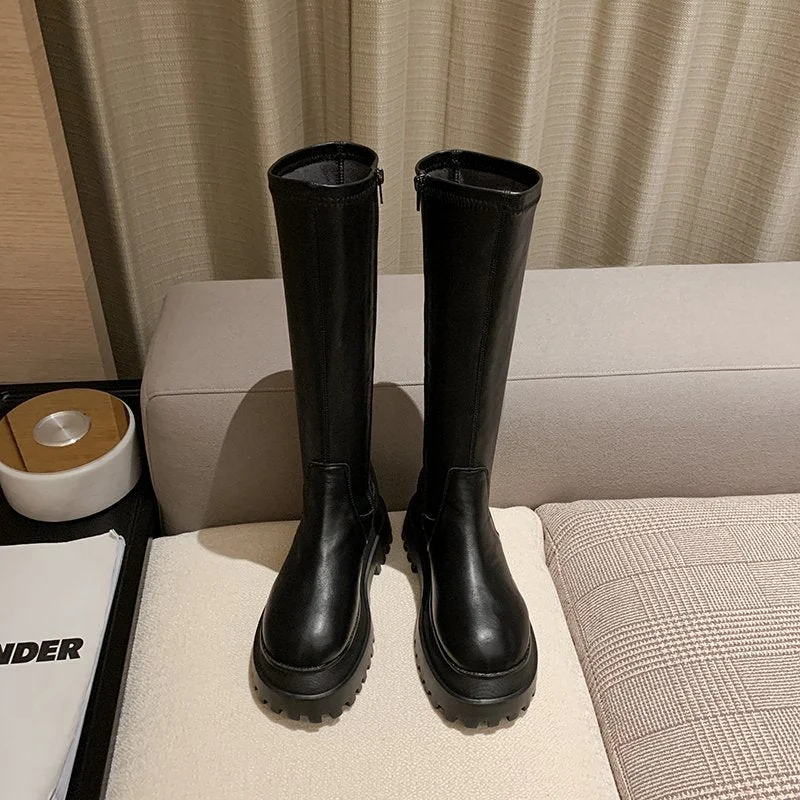 2021 Fashion Women Boots Winter Heels Quality Long Comfort  Mujer Thigh High Boot Botas Mujer Zipper Knee-high Botas Para Mujer