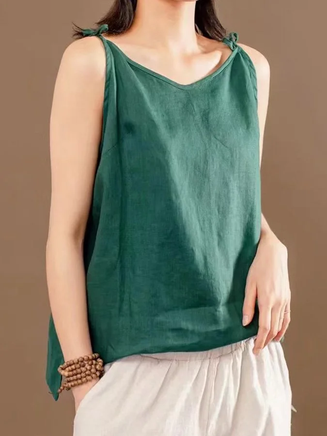 Ladies cotton and linen simple camisole