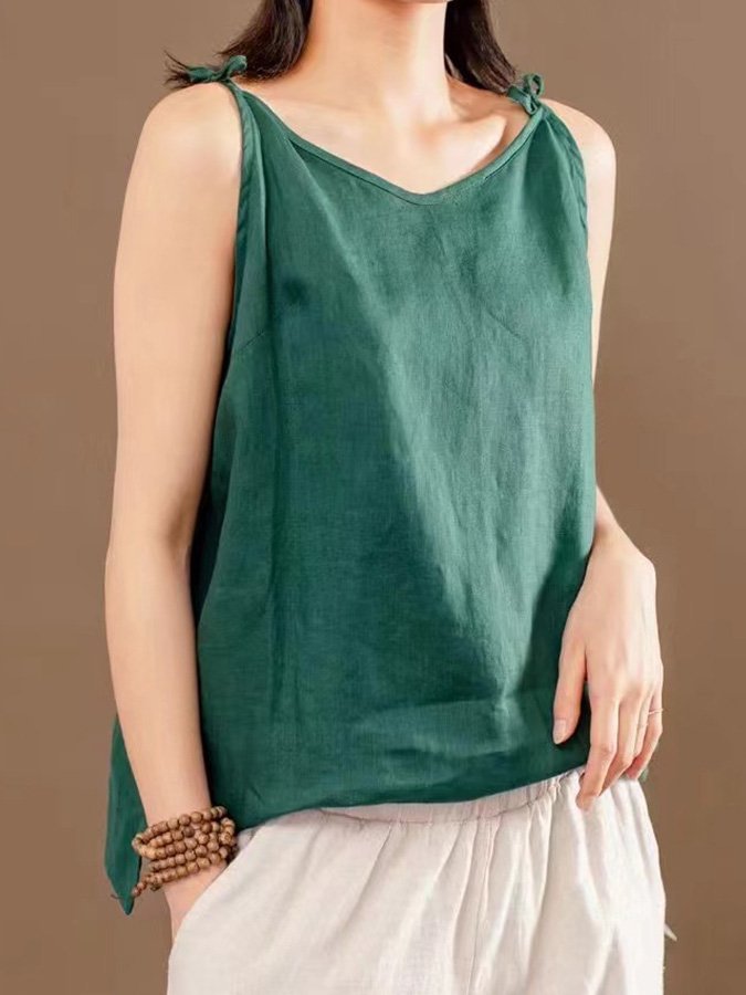 Ladies cotton and linen simple camisole