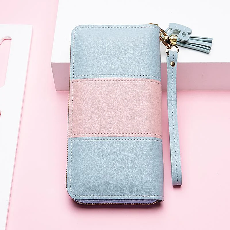 Fashion Wallet Long Girl Bag New Contrast Zipper Carry Wallet Card Bag