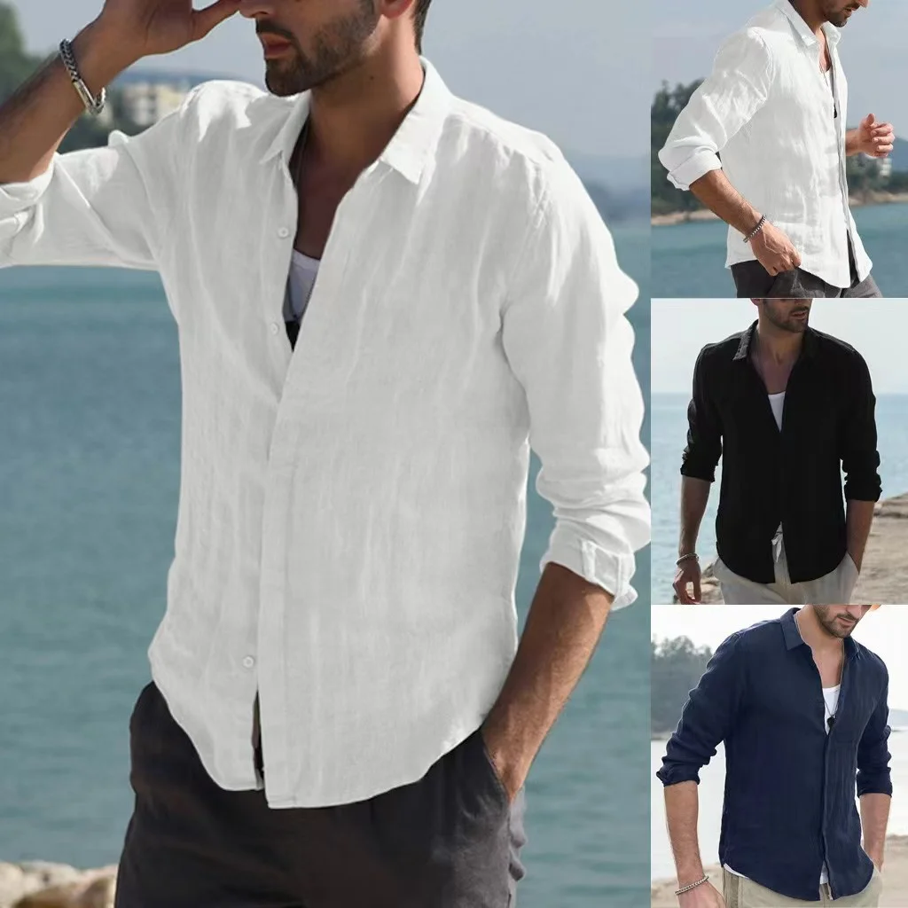 Men's Vintage Cotton Linen Shirt-inspireuse