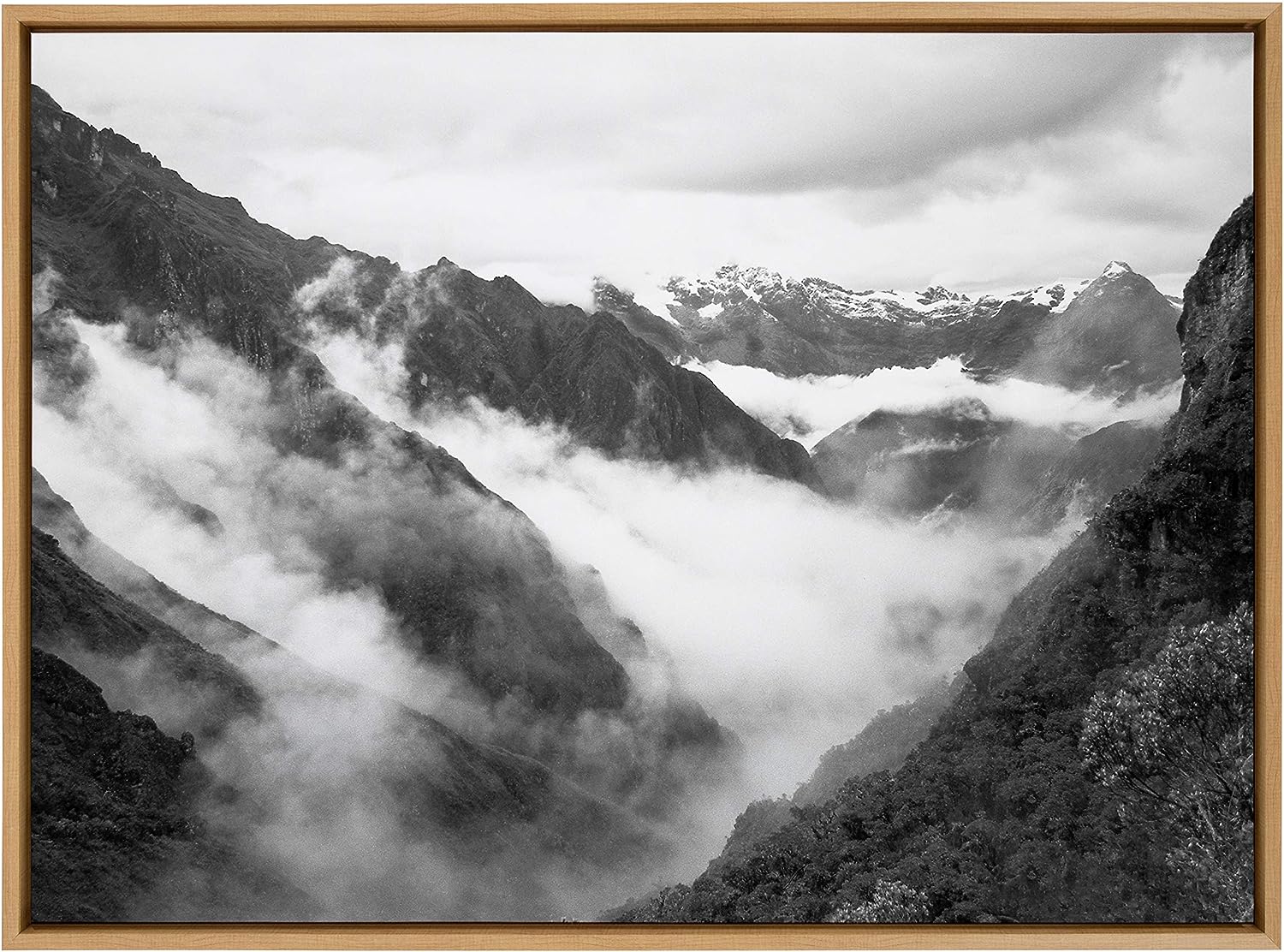 Kate and Laurel Sylvie Inca Trail Framed Canvas Wall Art by Pete Olsen, 28x38 Natural, Decorative Landscape Art for Wall