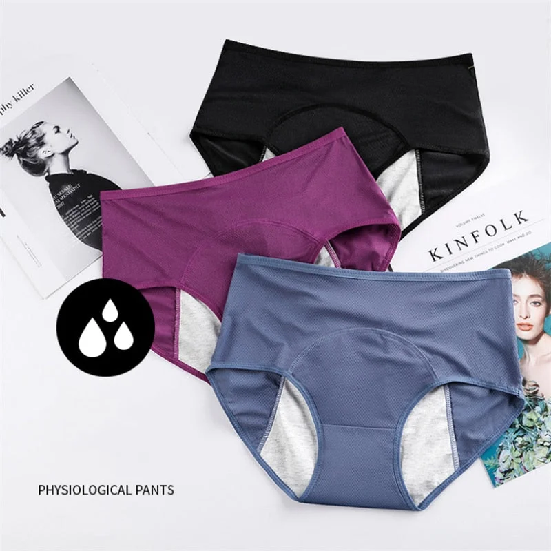 Women Period Panties Leakproof Lingerie Soft Cotton Crotch Briefs Underpant Female Breathable Cozy Cotton Menstrual Underwear