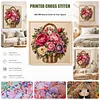 Vintage Peony Full Stamped 11CT 3 Strands Cross Stitch Kit 45x45cm
