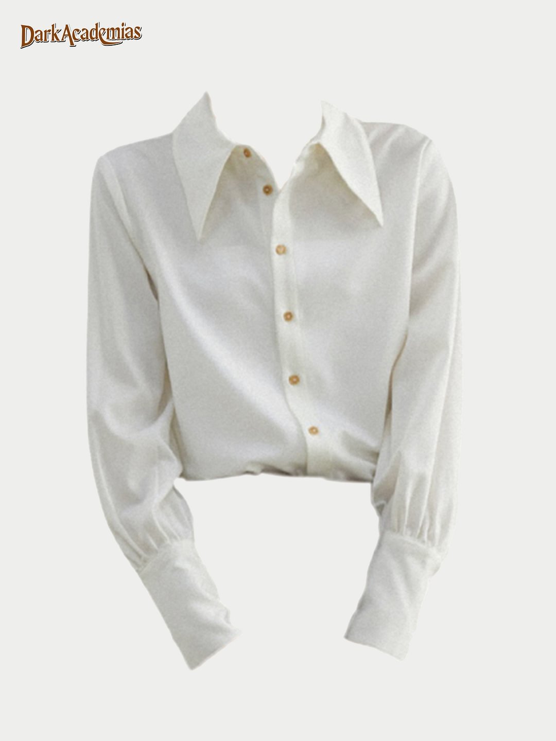 Darkacademias White Preppy Style Pointed Collar Shirt