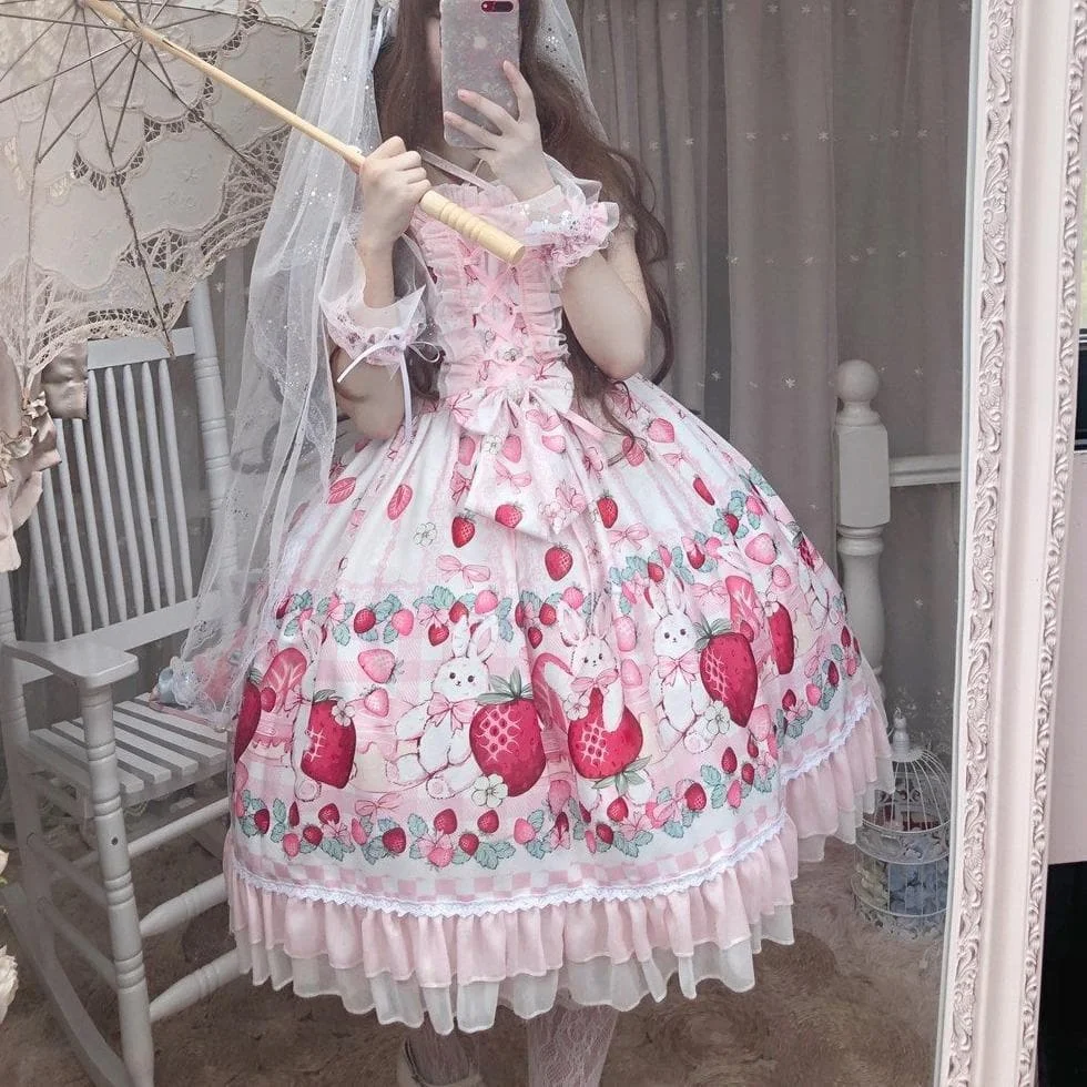 Lolita Strawberry Bunny Lace JSK Dress SP15290