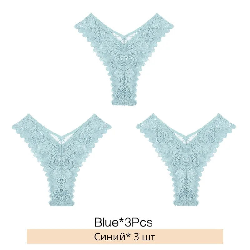 FINETOO New Lace Thongs 3Pcs/set Women Sexy G-string Underpants S-XL Lace Underwear Ladies Floral Panties Female Lingerie 2022