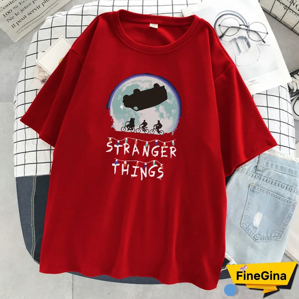 Science Fiction Thriller Stranger Things Print T Shirt Women O-Neck Loose T-Shirt Summer Soft T-Shirt Hip Hop Casual T Shirts