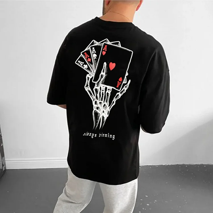 Men's Oversized Poker Print T-Shirt