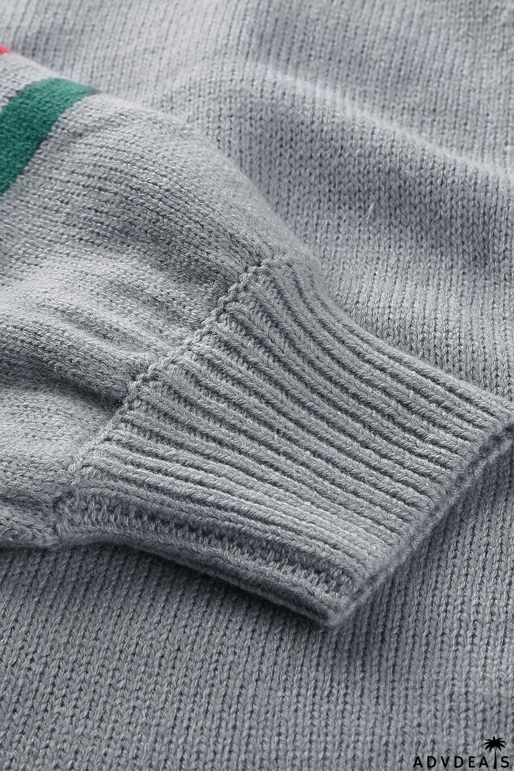 Gray Striped Balloon Sleeve Cardigan