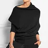 Cool Black Plain Boat Neck Sweater