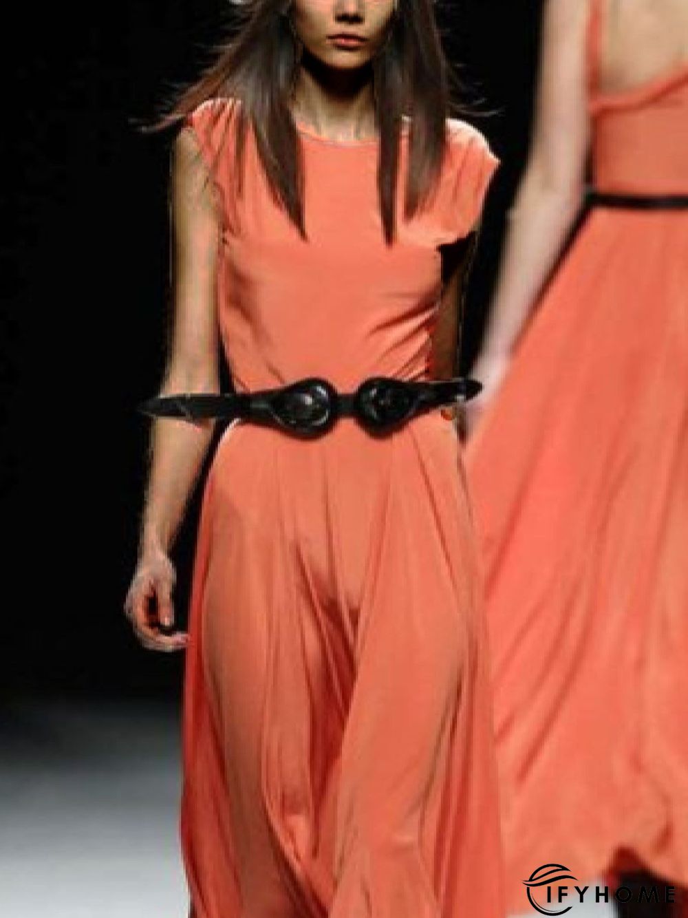 Vintage Crew Neck Solid Short Sleeve Weaving Dress | IFYHOME