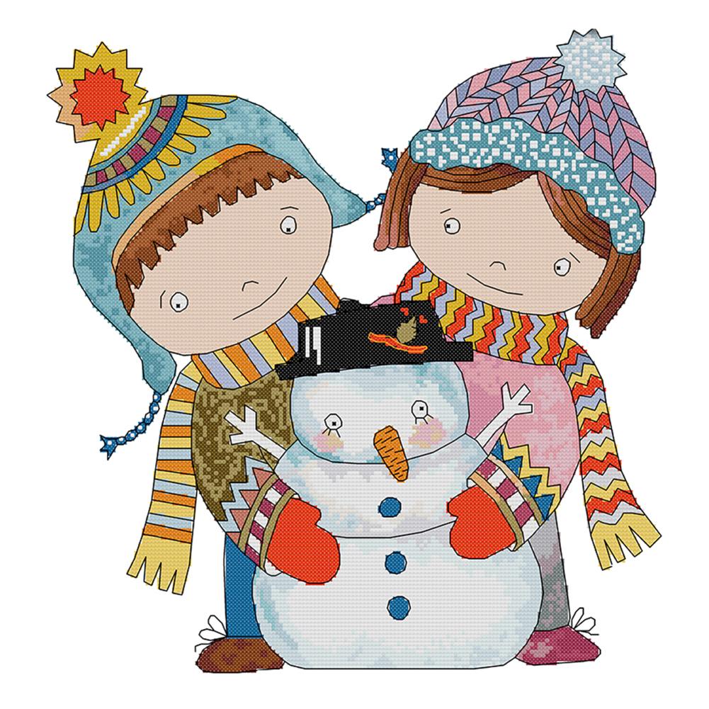 Снеговик мальчик и девочка