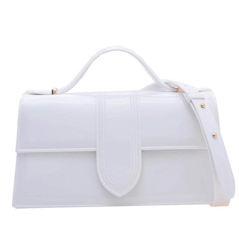 Women’s Medium PVC Solid Color Elegant Square Flip Cover Underarm Bag