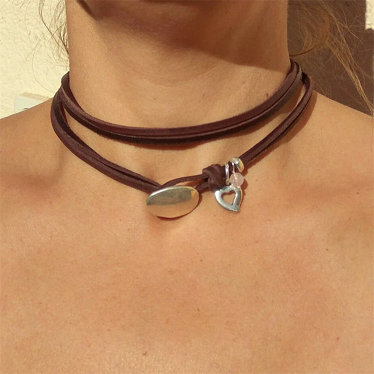 Bohemian Alloy Leather Cord Minimalist Pendant Necklace