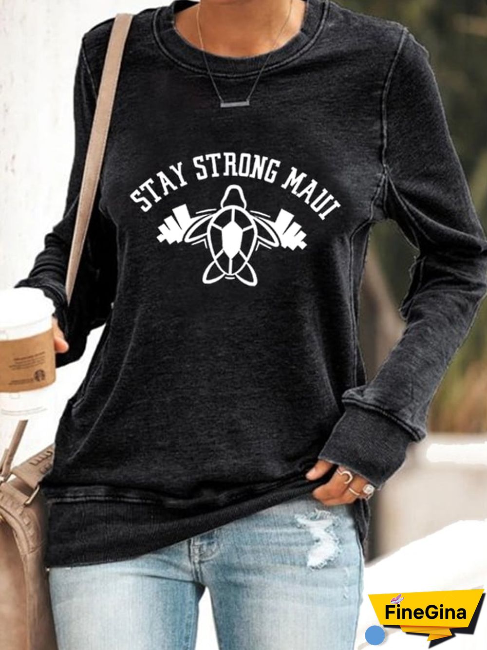 Women's Stay Strong Maui Honu Print Sweatshirt