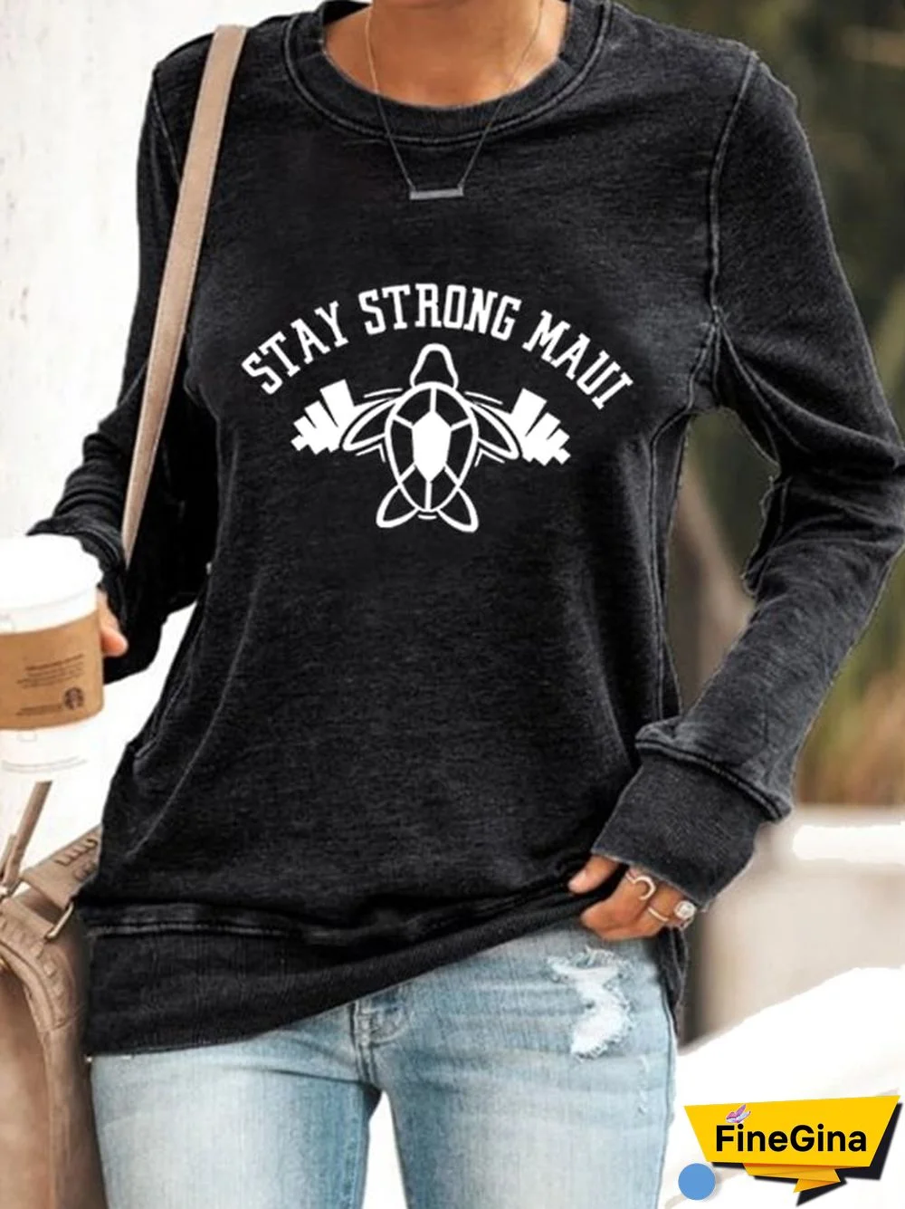 Women's Stay Strong Maui Honu Print Sweatshirt