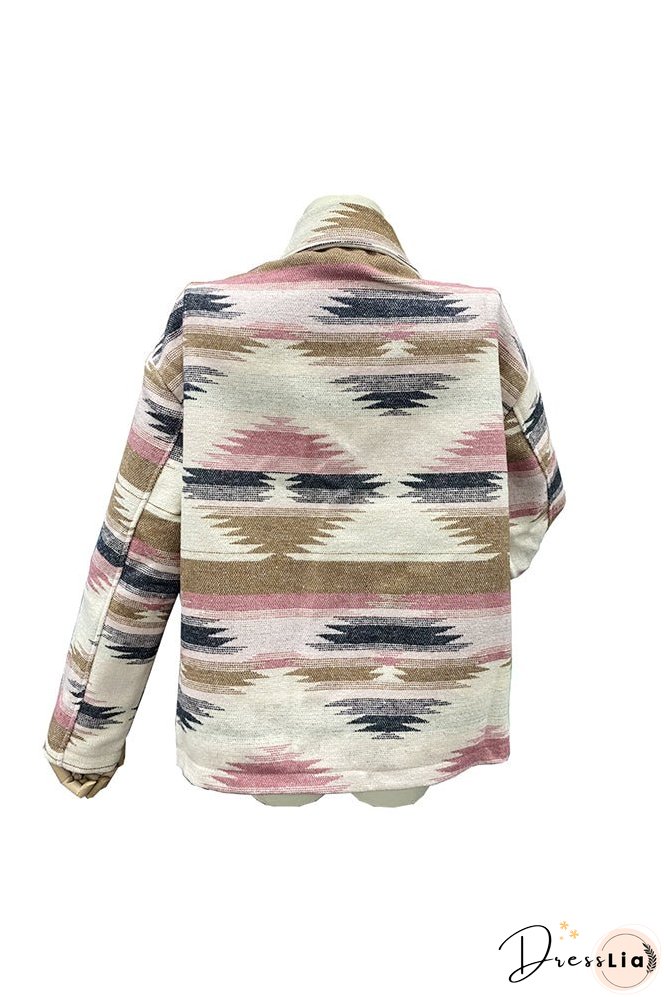 Lapel Button Up Aztec Jacket Winter Outfits Coat